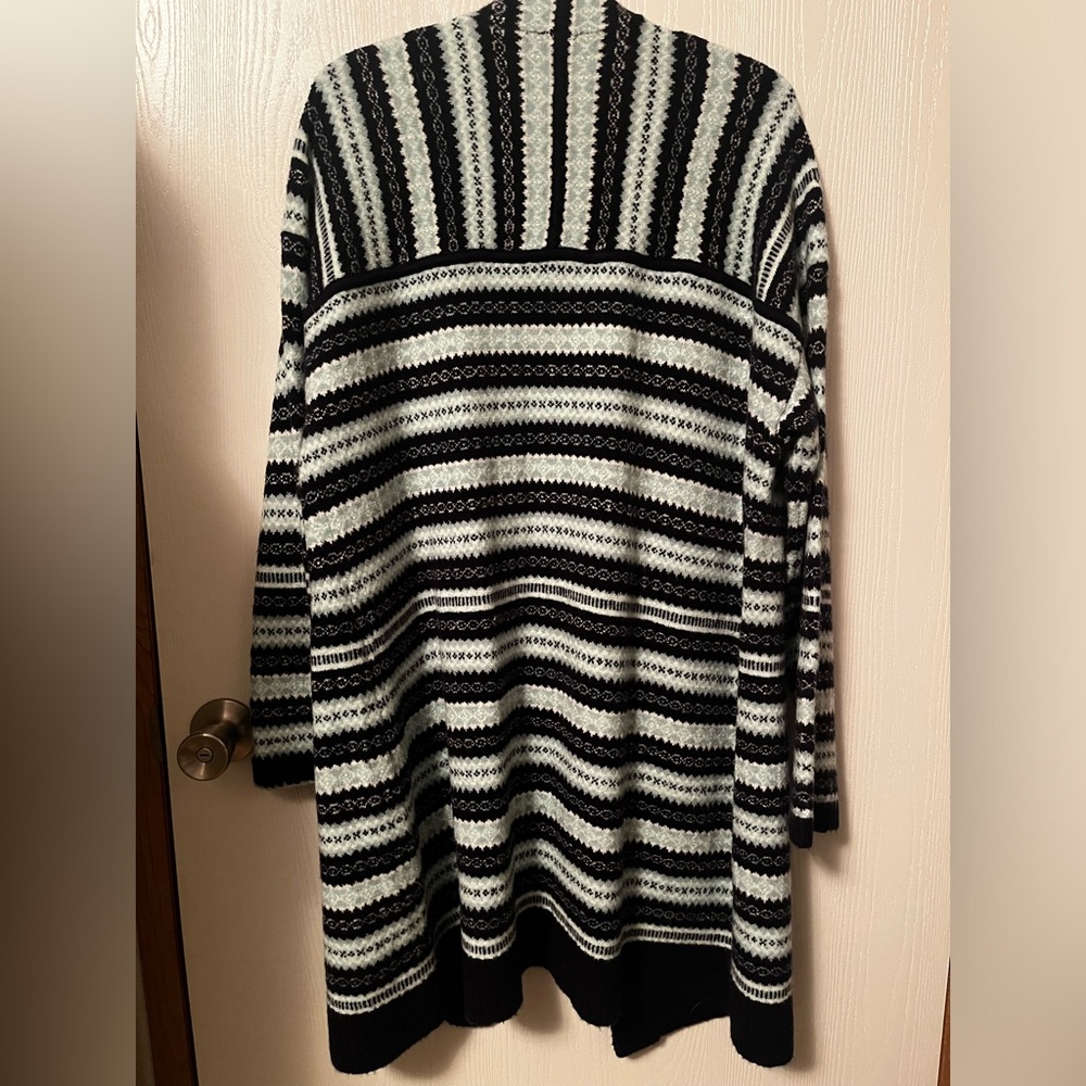Talbots Fair Isle Open Front Long Cardigan Women’s Blue Nordic Winter Cozy XL - Picture 5 of 5